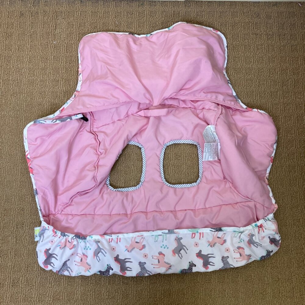 Go By Goldbug Pink White Baby Shopping Cart Cover Unicorn Zebra Horse Print - Picture 2 of 8